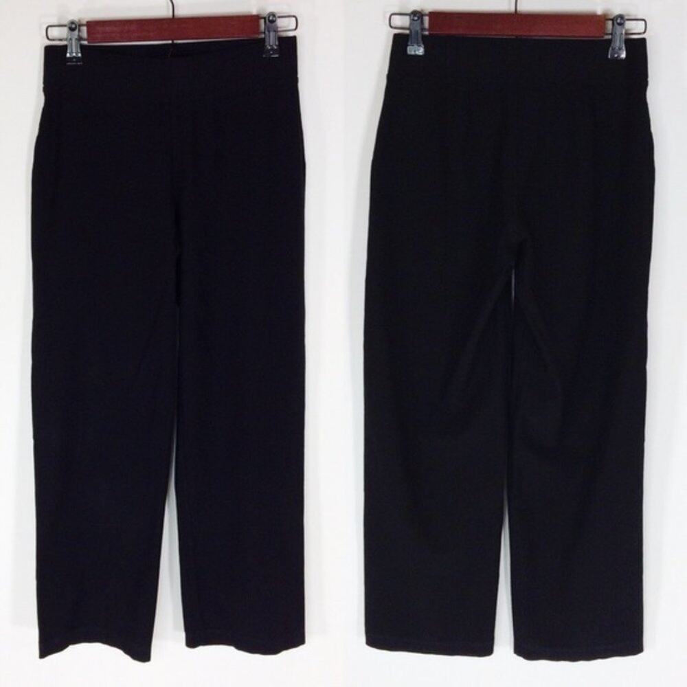 Eileen Fisher Womens Size XS Black Straight Crepe Pants Pull On Stretch Luxury - Picture 2 of 7